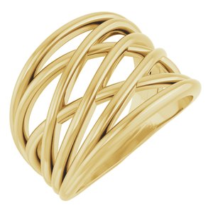 14K Yellow Gold Polished Criss-Cross Ring Size 7