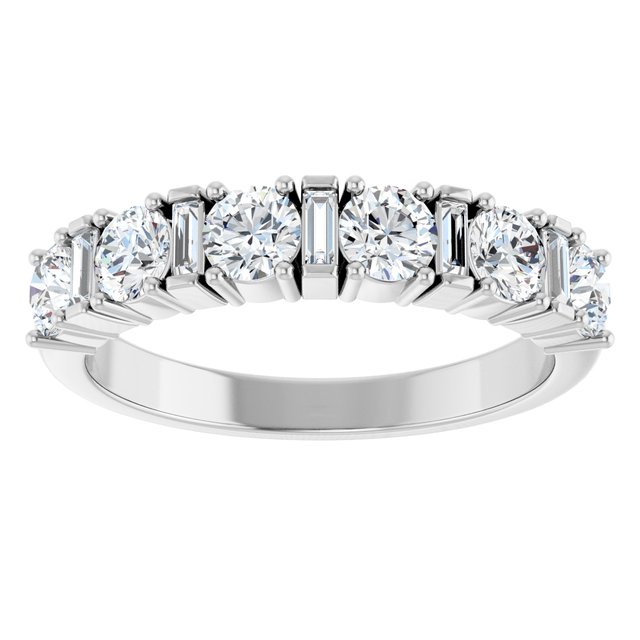 14K White Gold Round 3.5 Mm Polished 1 Ctw Lab-Grown Diamond Anniversary Band, Size 7