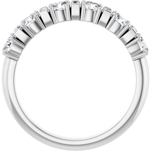 14K White Gold Round 3.5 Mm Polished 1 Ctw Lab-Grown Diamond Anniversary Band, Size 7