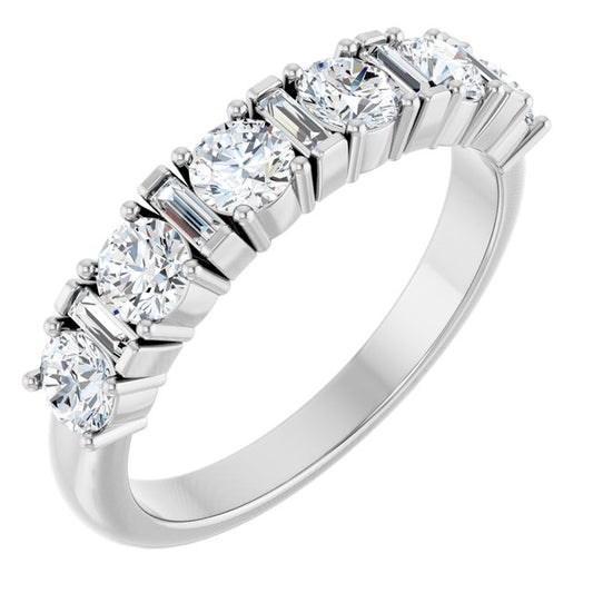 14K White Gold Round 3.5 Mm Polished 1 Ctw Lab-Grown Diamond Anniversary Band, Size 7
