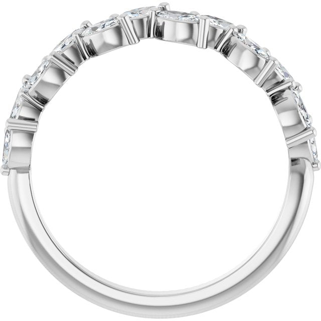 14K White Gold Marquise 3.5 X 2 Mm Polished 5/8 Ctw Natural Diamond Anniversary Band, Size 7