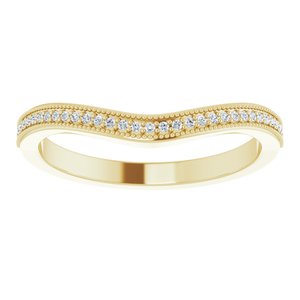 14K Yellow Gold Round 8 Mm .07 Ctw Natural Diamond Matching Band Size 7