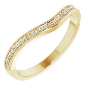 14K Yellow Gold Round 8 Mm .07 Ctw Natural Diamond Matching Band Size 7