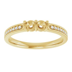 14K Yellow Gold 2-Stone Round 3 Mm Lab-Grown Diamond Polished .07 Ctw Lab Grown Diamond Semi-Set Family Ring Size 7