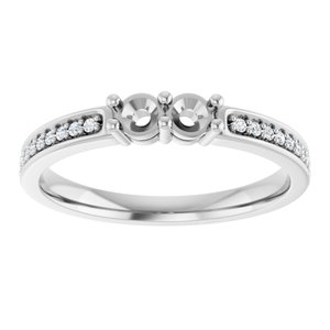 14K White Gold 2-Stone Round 3 Mm Polished .07 Ctw Lab Grown Diamond Semi-Set Family Ring Size 7