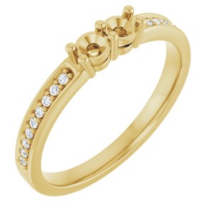 14K Yellow Gold 2-Stone Round 3 Mm Lab-Grown Diamond Polished .07 Ctw Lab Grown Diamond Semi-Set Family Ring Size 7