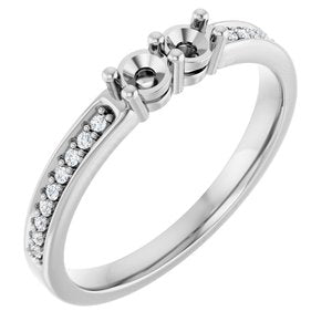 14K White Gold 2-Stone Round 3 Mm Polished .07 Ctw Lab Grown Diamond Semi-Set Family Ring Size 7