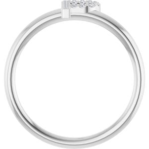 14K White Gold Initial P Round 1 Mm I1, G-H Polished .05 Ctw Natural Diamond Initial Ring Size 7