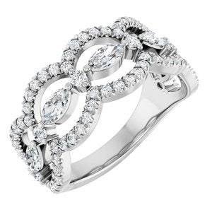 Platinum Marquise 5 X 2.5 Mm Polished 1 Ctw Natural Diamond Negative Space Anniversary Band Size 7
