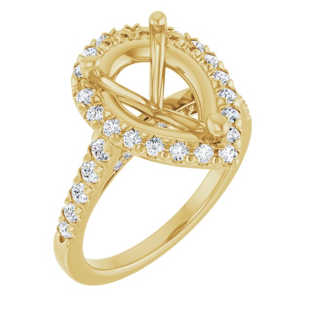 14K White Or Yellow Gold Pear 12 X 8 Mm Polished 5/8 Ctw Lab-Grown Diamond Semi-Set Engagement Ring, Size 7