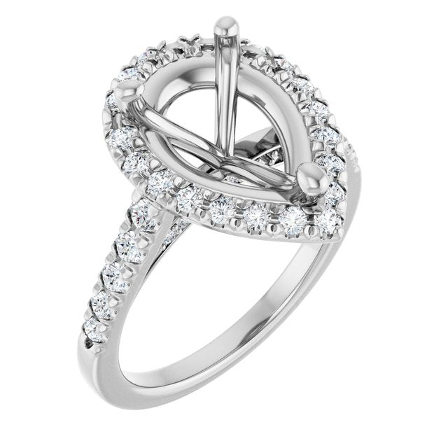 14K White Or Yellow Gold Pear 12 X 8 Mm Polished 5/8 Ctw Lab-Grown Diamond Semi-Set Engagement Ring, Size 7