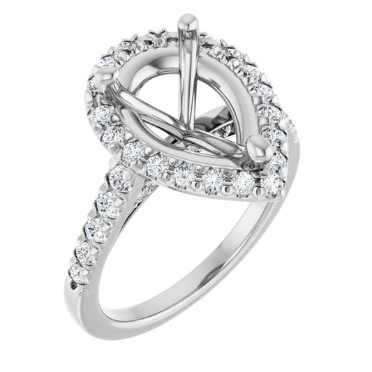 14K White Or Yellow Gold Pear 12 X 8 Mm Polished 5/8 Ctw Lab-Grown Diamond Semi-Set Engagement Ring, Size 7