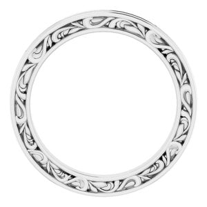14K Yellow Or White Or Rose Gold Or Platinum 2 mm Floral Flat Band