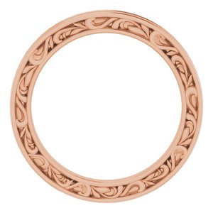 14K Yellow Or White Or Rose Gold Or Platinum 2 mm Floral Flat Band