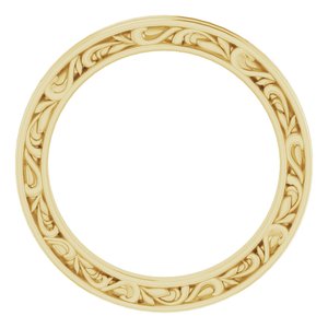 14K Yellow Or White Or Rose Gold Or Platinum 2 mm Floral Flat Band