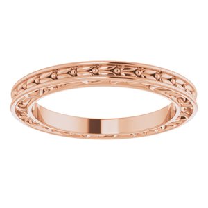 14K Yellow Or White Or Rose Gold Or Platinum 2 mm Floral Flat Band