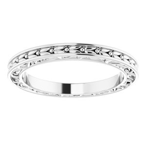 14K Yellow Or White Or Rose Gold Or Platinum 2 mm Floral Flat Band