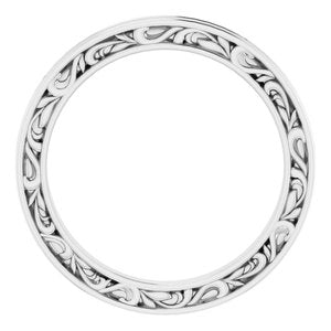 14K Yellow Or White Or Rose Gold Or Platinum 2 mm Floral Flat Band