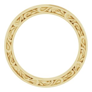 14K Yellow Or White Or Rose Gold Or Platinum 2 mm Floral Flat Band