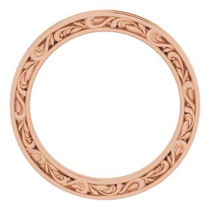 14K Yellow Or White Or Rose Gold Or Platinum 2 mm Floral Flat Band