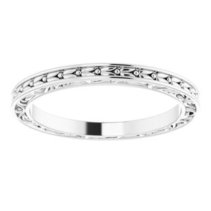 14K Yellow Or White Or Rose Gold Or Platinum 2 mm Floral Flat Band