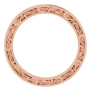 14K Yellow Or White Or Rose Gold Or Platinum 2 mm Floral Flat Band