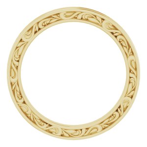 14K Yellow Gold 2 Mm Polished Scuptural Leaf Design Band Size 6