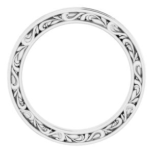 14K Yellow Or White Or Rose Gold Or Platinum 2 mm Floral Flat Band