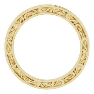 14K Yellow Or White Or Rose Gold Or Platinum 2 mm Floral Flat Band