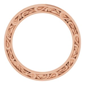 14K Yellow Or White Or Rose Gold Or Platinum 2 mm Floral Flat Band
