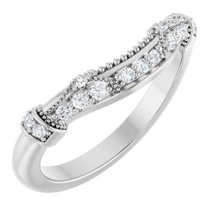 Platinum Round Polished 1/6 Ctw Natural Diamond Matching Band Size 7
