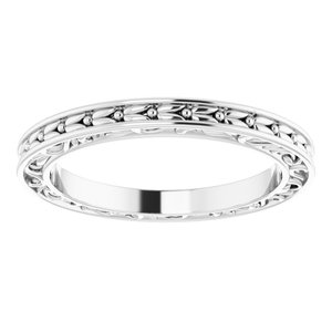 14K Yellow Or White Or Rose Gold Or Platinum 2 mm Floral Flat Band