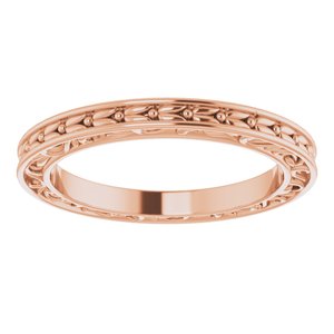 14K Yellow Or White Or Rose Gold Or Platinum 2 mm Floral Flat Band