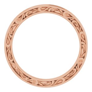 14K Yellow Or White Or Rose Gold Or Platinum 2 mm Floral Flat Band