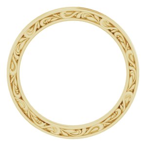 14K Yellow Or White Or Rose Gold Or Platinum 2 mm Floral Flat Band