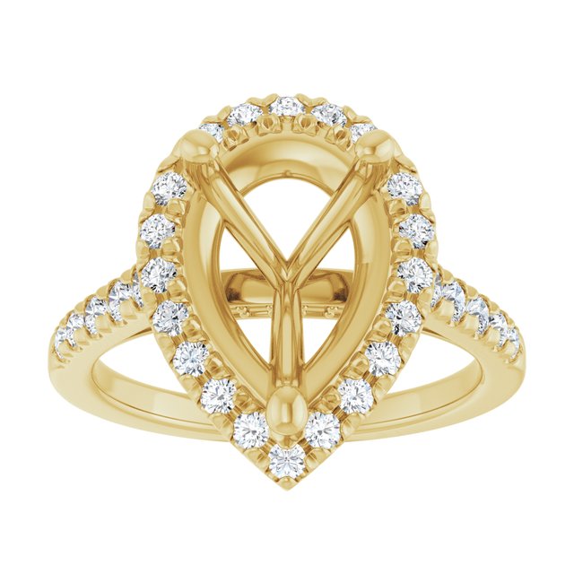 14K White Or Yellow Gold Pear 12 X 8 Mm Polished 5/8 Ctw Lab-Grown Diamond Semi-Set Engagement Ring, Size 7