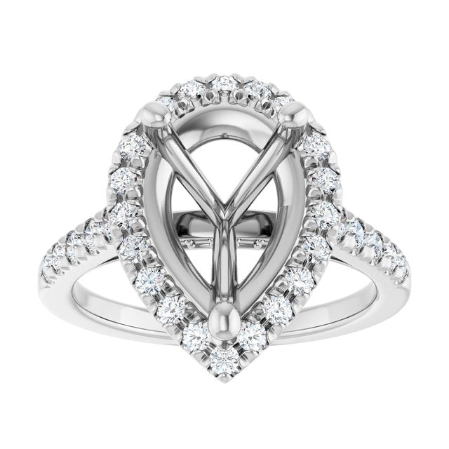 14K White Or Yellow Gold Pear 12 X 8 Mm Polished 5/8 Ctw Lab-Grown Diamond Semi-Set Engagement Ring, Size 7