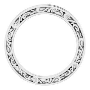 14K Yellow Or White Or Rose Gold Or Platinum 2 mm Floral Flat Band