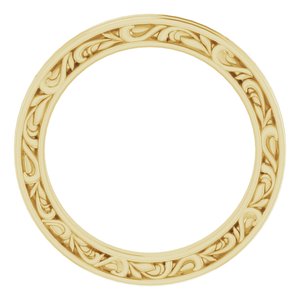 14K Yellow Or White Or Rose Gold Or Platinum 2 mm Floral Flat Band