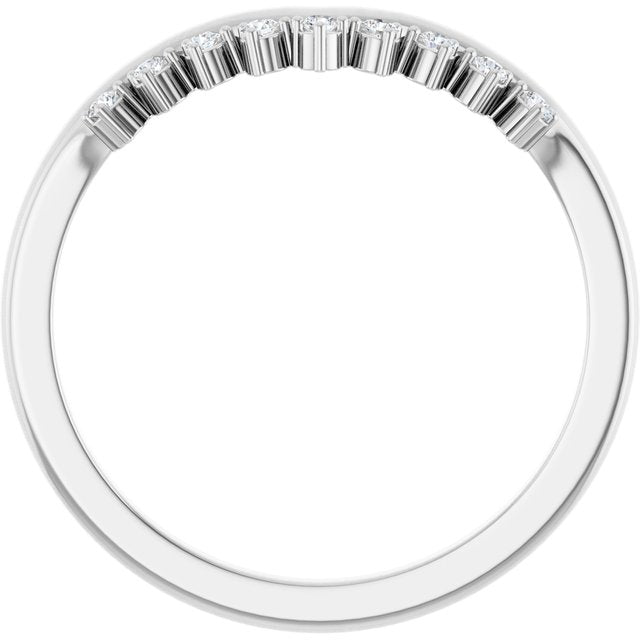 14K White Gold Or Platinum Round 1.3 Mm Polished .08 Ctw Natural Diamond Contour Band, Size 7