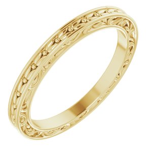 14K Yellow Gold 2 Mm Polished Scuptural Leaf Design Band Size 6