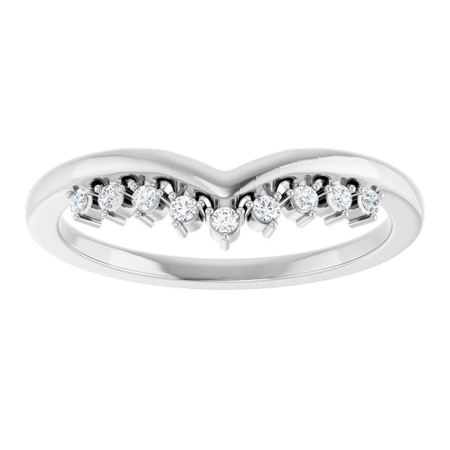 14K White Gold Or Platinum Round 1.3 Mm Polished .08 Ctw Natural Diamond Contour Band, Size 7