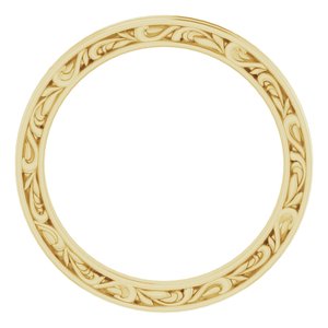 14K Yellow Gold 2 Mm Polished Scuptural Leaf Design Band Size 7.5