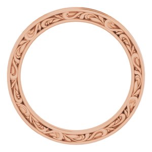 14K Yellow Or White Or Rose Gold Or Platinum 2 mm Floral Flat Band
