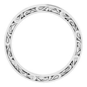 14K Yellow Or White Or Rose Gold Or Platinum 2 mm Floral Flat Band