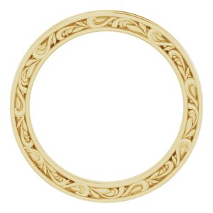 14K Yellow Or White Or Rose Gold Or Platinum 2 mm Floral Flat Band