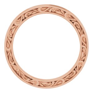 14K Yellow Or White Or Rose Gold Or Platinum 2 mm Floral Flat Band