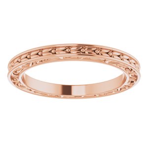 14K Yellow Or White Or Rose Gold Or Platinum 2 mm Floral Flat Band