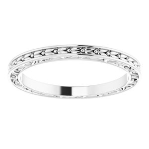 14K Yellow Or White Or Rose Gold Or Platinum 2 mm Floral Flat Band