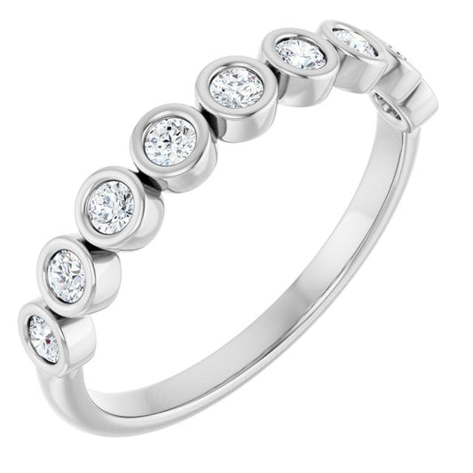 14K Yellow Or White Or Rose Gold Or Platinum Round Polished Natural Diamond Anniversary Band, Size 7